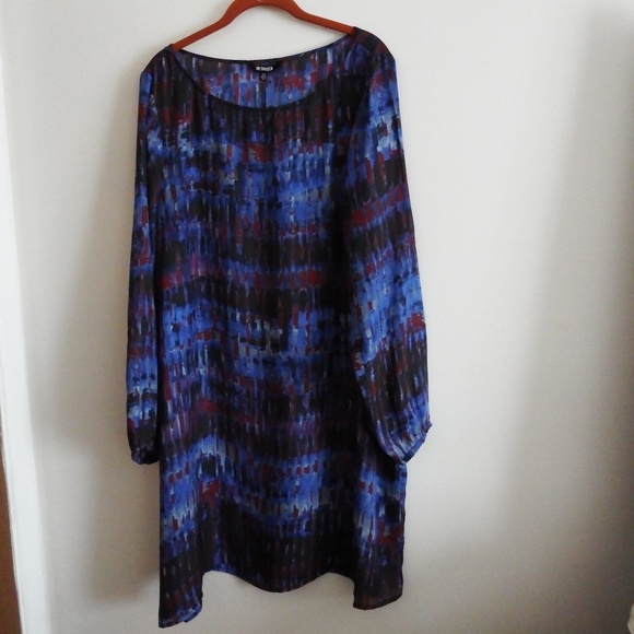 BB Dakota Dresses & Skirts - BB Dakota Blue/Black/Plum  Flowy Shift Dress 2X